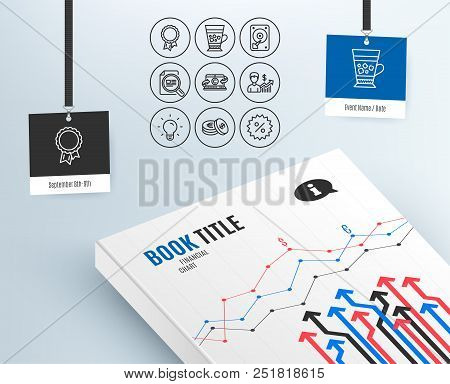 Set Of Hdd, Frappe And Savings Icons. Check Article, Light Bulb And Success Signs. Copywriting Noteb