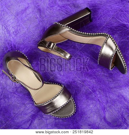 Woman Summer Shoes With Accecories On Background