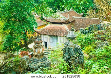 Old Mysterious Temples Of The Bich Dong Pagoda Complex, Tam Coc, Ninh Binh In Vietnam
