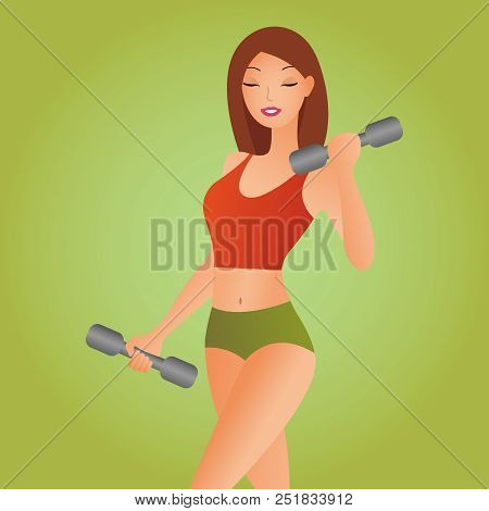 Woman Doing Sports. Beauty Girl In The Fitness Club. Place For Your Text, Logo. Beautiful Fitness Wo