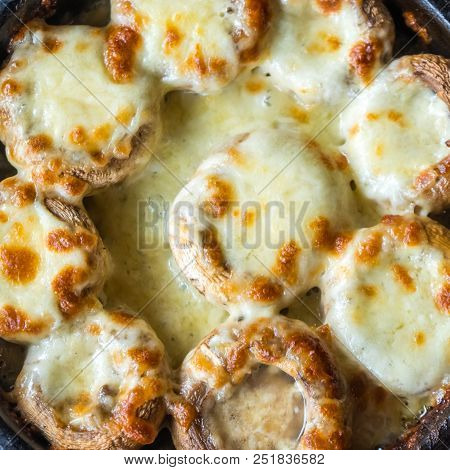 Stuffed Mushrooms With Cheese On The Pot, Georgian Cuisene