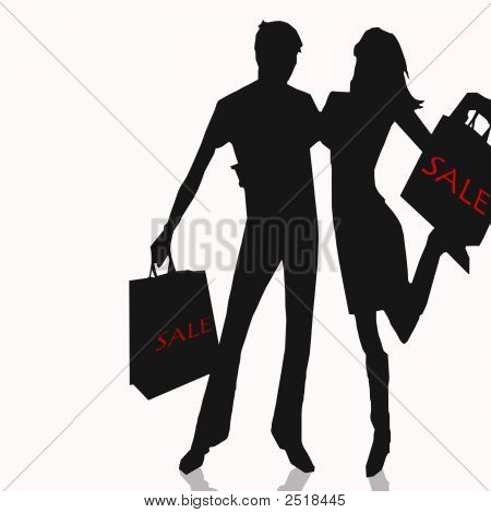 Shopping Illustration til salg hvid baggrund