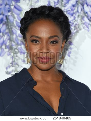LOS ANGELES - JUL 26:  Jerrika Hinton arrives to the Hallmark Channel Summer TCA Event  on July 26, 2018 in Hollywood, CA                