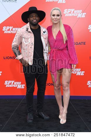 LOS ANGELES - JUL 25:  P. K. Subban and Lindsey Vonn arrives to 'The Spy Who Dumped Me' Los Angeles Premiere  on July 25, 2018 in Hollywood, CA                