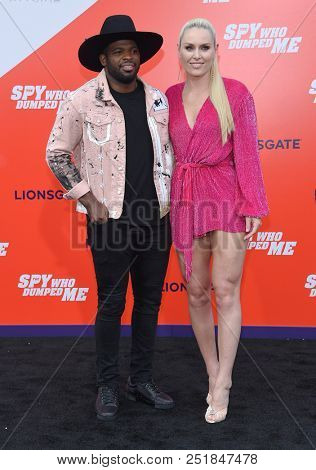LOS ANGELES - JUL 25:  P. K. Subban and Lindsey Vonn arrives to 'The Spy Who Dumped Me' Los Angeles Premiere  on July 25, 2018 in Hollywood, CA                