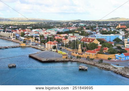 Scenic Views Of The Town Of Kralendijk, Bonaire Seen From A Cruise Ship Deck