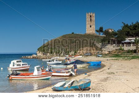 Nea Fokea, Kassandra, Chalkidiki, Greece - June 24, 2014: Port Of Nea Fokea At Kassandra Peninsula, 