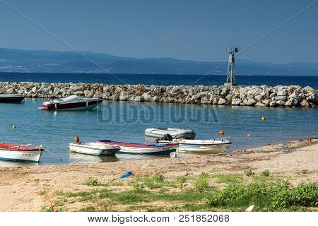Nea Fokea, Kassandra, Chalkidiki, Greece - June 24, 2014: Port Of Nea Fokea At Kassandra Peninsula, 