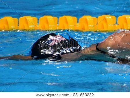 Budapest, Hungary - Jul 25, 2017. Competitive Swimmer Ledecky Katie (usa) In The 200m Freestyle Semi