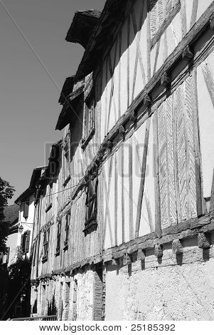 Halv træbygninger hus i Bergerac Frankrig