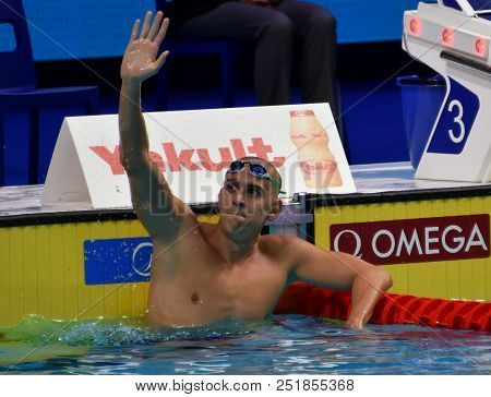 Budapest, Hungary - Jul 25, 2017. Competitive Swimmer Cseh Laszlo (hun) In The 200m Butterfly Semifi