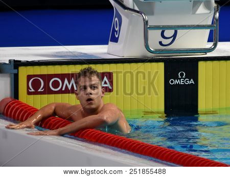 Budapest, Hungary - Jul 25, 2017. Competitive Swimmer Kenderesi Tamas (hun) In The 200m Butterfly Se