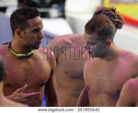 Budapest, Hungary - Jul 25, 2017. Competitive Swimmer Kenderesi Tamas (hun) And Le Clos Chad (rsa) A