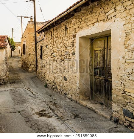 Omodos, Cyprus. May 2018. A Pictureesque Street In The Traditional Village Of Omodos In Cyprus.