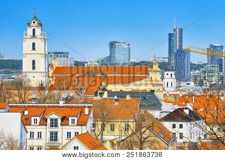 View Of Vilnius From The Hill Of The Bastion Of The Vilnius City Wall.