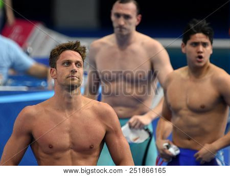Budapest, Hungary - Jul 26, 2017. Competitive Swimmer Schooling Joseph (sgp) And Dotto Luca (ita) Sw