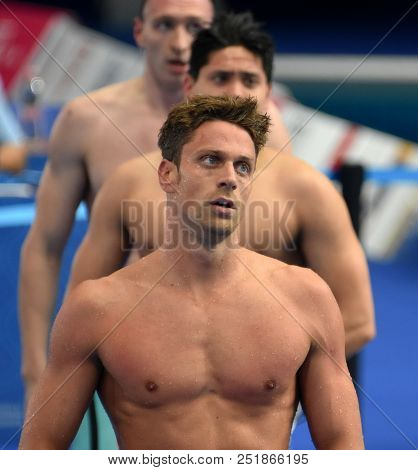 Budapest, Hungary - Jul 26, 2017. Competitive Swimmer Schooling Joseph (sgp) And Dotto Luca (ita) Sw