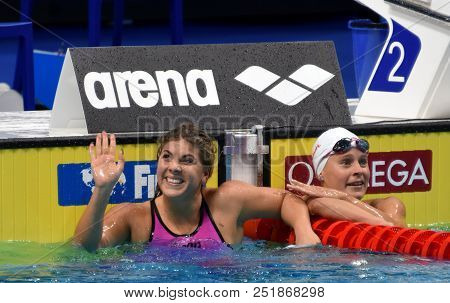 Budapest, Hungary - Jul 26, 2017. Competitive Swimmer Szilagyi Liliana (hun) And Van Berkel Martina 