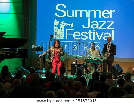 Cracow, Poland - July 31, 2018: Urszula Dudziak Live On Stage In Manggha Museum Of Japanese Art And 