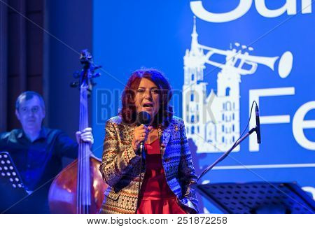 Cracow, Poland - July 31, 2018: Urszula Dudziak Live On Stage In Manggha Museum Of Japanese Art And 
