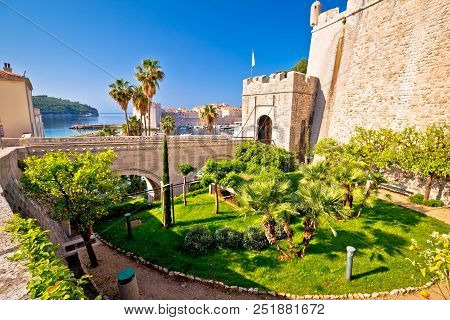 Dubrovnik Old Town Ploce Gate Entrance View, Southern Dalmatia Region Of Croatia