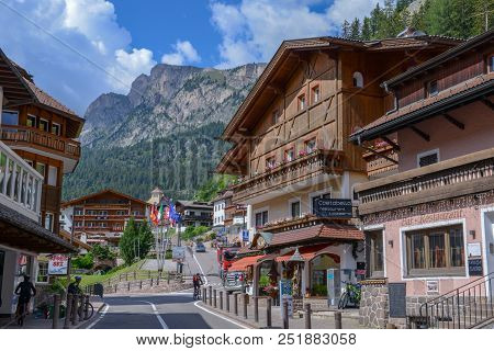 Village On Gardena Valley In The Dolomites