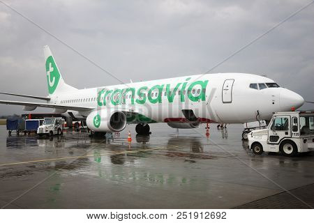 Katowice, Poland - July 11, 2017: Transavia Boeing 737 At Katowice Airport, Poland. It Is The 4th Bu