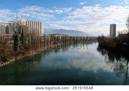 Photography Showing The Isère River In Grenoble, France
