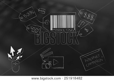 Business Communication And Persuading Customers Conceptual Illustration: Marketing Price Tag Icons W