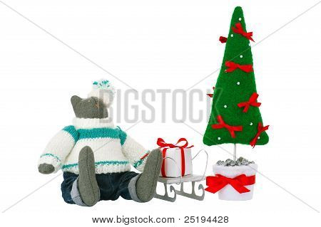 Giocattolo peluche Tomcat, abete e scatola regalo