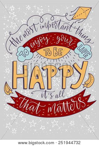 Positive Vector Lettering Card. Handdrawn Iilustration.
