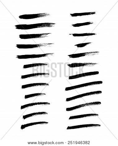 Brush Strokes Set Hand Drawn Scribble Abstract Vector Illustration. Border Design Template.