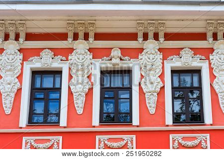 Tula, Russia - July 28, 2010: Two Storey Stone House Of Merchant Kuchin, Close-up Of The Facade Of A