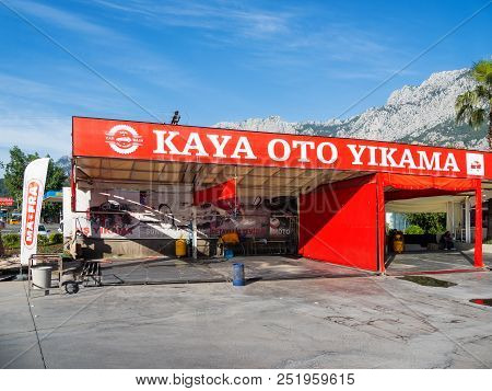 Kemer, Turkey - May 16, 2018. Car Washing Kaya Oto Yikama Waiting For Clients.
