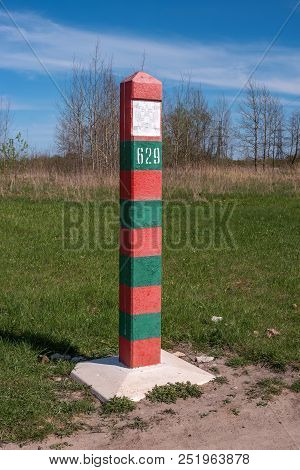 Border Post In The City Of Ivangorod On The Border With Estonia. The Border Post Is Near The Holy Tr