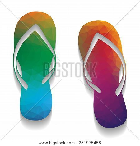 Flip Flop Sign. Vector. Colorful Icon With Bright Texture Of Mos