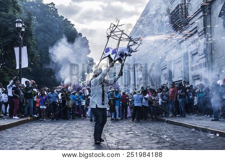 Detail Of Celebration Of Guelaguetza Fest In Oaxaca Mexico