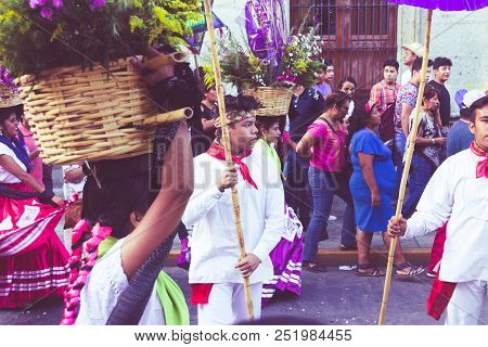 Detail Of Celebration Of Guelaguetza Fest In Oaxaca Mexico