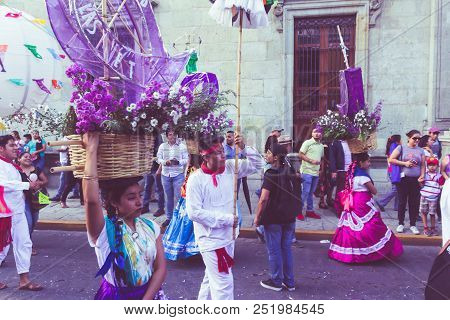 Detail Of Celebration Of Guelaguetza Fest In Oaxaca Mexico