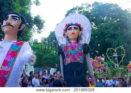 Detail Of Celebration Of Guelaguetza Fest In Oaxaca Mexico