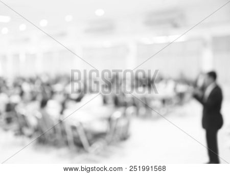 Abstract Blur Conference Room Of Administrators And Teacher. Meeting Event Planning And Taught. Publ