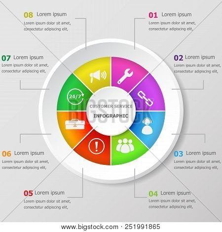 Infographic Design Template With Customer Service Icons, Stock Vector