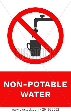 Non-potable Water Sign. Red And White Banner. Vector.