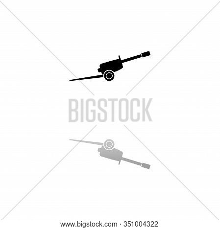 Howitzer. Black Symbol On White Background. Simple Illustration. Flat Vector Icon. Mirror Reflection