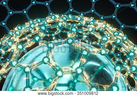 Cells And Biological Chain,molecules And Abstract Conception,3D Rendering.