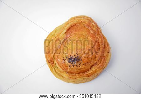 Gogal Traditional Azerbaijani Cookie On Novruz Easter . Fresh Pastries Gogal Isolated On White Backg