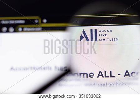 Saint-petersburg, Russia - 18 February 2020: Accorhotels Company Website Page Logo On Laptop Display