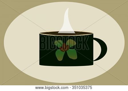 A Cup Of Hot Coffee With A Pattern Of Coffee Beans