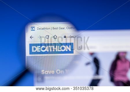 Saint-petersburg, Russia - 18 February 2020: Decathlon Group Company Website Page Logo On Laptop Dis