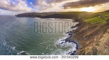 Aerial View Of Kinnagoe Bay In County Donegal, Ireland
